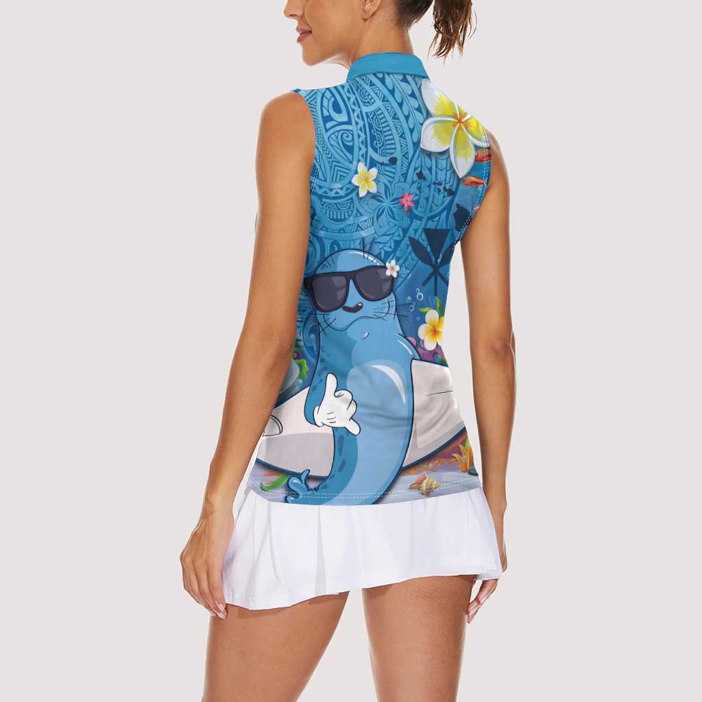Aloha Hawaiian Monk Seal Women Sleeveless Polo Shirt Polynesian Tattoo The Ocean and Undersea Vibe LT03 - Polynesian Pride