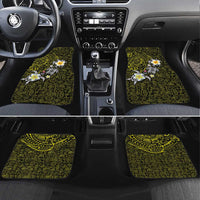 Hawaiian Turtle and Plumeria Car Mats Polynesian Tattoo and Tribal Elements Pattern Yellow Color LT03 Set 4pcs Yellow - Polynesian Pride