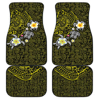 Hawaiian Turtle and Plumeria Car Mats Polynesian Tattoo and Tribal Elements Pattern Yellow Color LT03 - Polynesian Pride