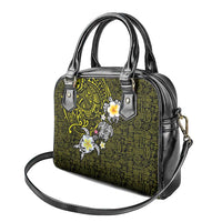 Hawaiian Turtle and Plumeria Shoulder Handbag Polynesian Tattoo and Tribal Elements Pattern Yellow Color LT03 - Polynesian Pride