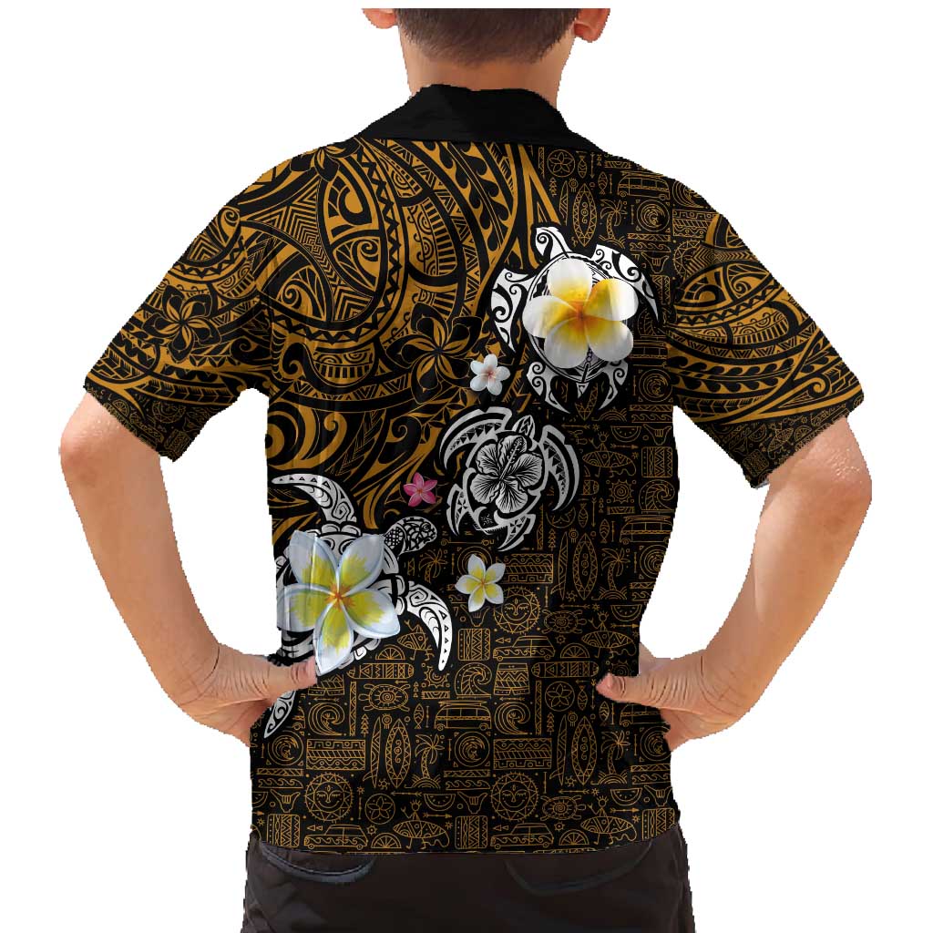 Hawaiian Turtle and Plumeria Family Matching Mermaid Dress and Hawaiian Shirt Polynesian Tattoo and Tribal Elements Pattern Orange Color LT03 - Polynesian Pride