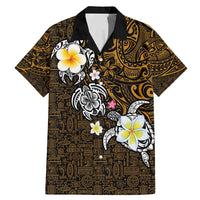 Hawaiian Turtle and Plumeria Family Matching Mermaid Dress and Hawaiian Shirt Polynesian Tattoo and Tribal Elements Pattern Orange Color LT03 Dad's Shirt - Short Sleeve Orange - Polynesian Pride