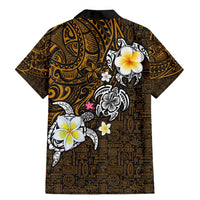 Hawaiian Turtle and Plumeria Family Matching Mermaid Dress and Hawaiian Shirt Polynesian Tattoo and Tribal Elements Pattern Orange Color LT03 - Polynesian Pride