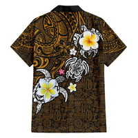 Hawaiian Turtle and Plumeria Family Matching Short Sleeve Bodycon Dress and Hawaiian Shirt Polynesian Tattoo and Tribal Elements Pattern Orange Color LT03 - Polynesian Pride