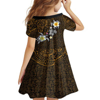Hawaiian Turtle and Plumeria Family Matching Tank Maxi Dress and Hawaiian Shirt Polynesian Tattoo and Tribal Elements Pattern Orange Color LT03 - Polynesian Pride