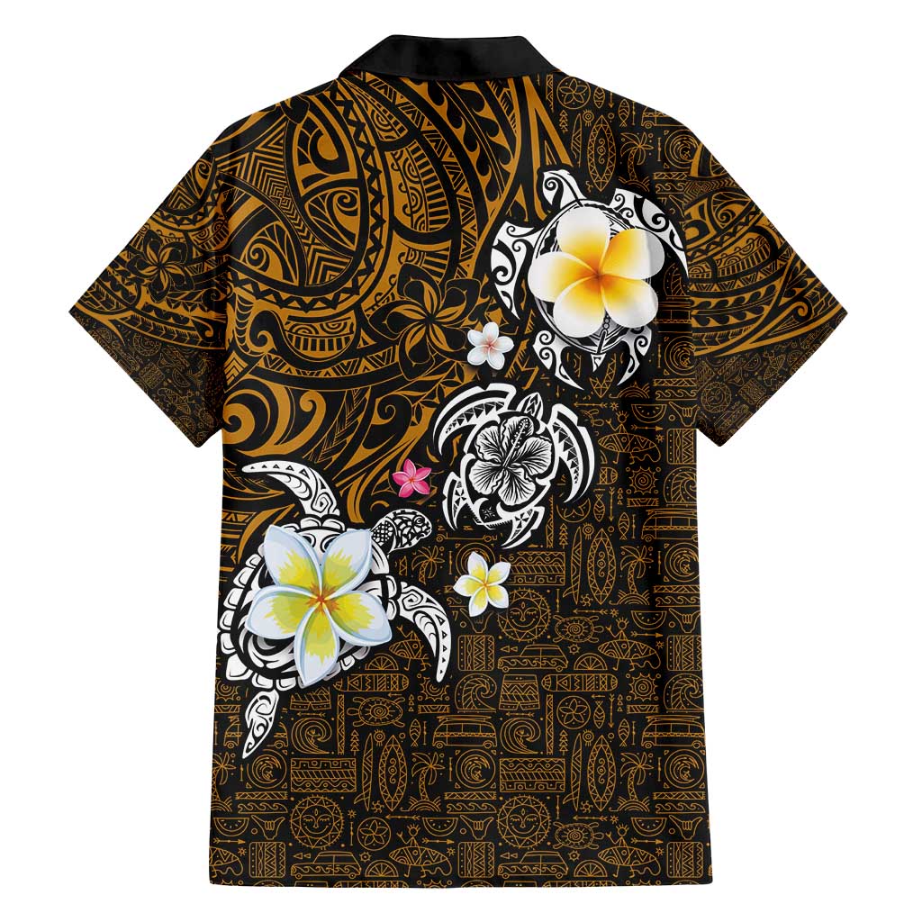 Hawaiian Turtle and Plumeria Family Matching Tank Maxi Dress and Hawaiian Shirt Polynesian Tattoo and Tribal Elements Pattern Orange Color LT03 - Polynesian Pride