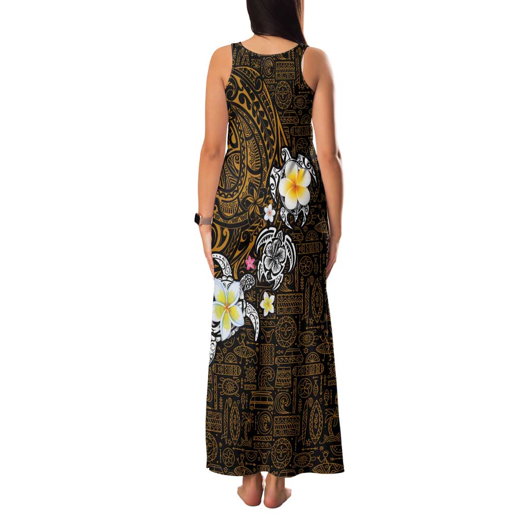 Hawaiian Turtle and Plumeria Family Matching Tank Maxi Dress and Hawaiian Shirt Polynesian Tattoo and Tribal Elements Pattern Orange Color LT03 - Polynesian Pride