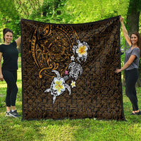 Hawaiian Turtle and Plumeria Quilt Polynesian Tattoo and Tribal Elements Pattern Orange Color
