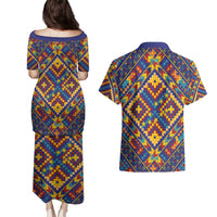 Kolose-Tuvalu Crochet Couples Matching Puletasi and Hawaiian Shirt with Polynesian and Pacific Tattoos - Polynesian Pride