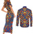 Kolose-Tuvalu Crochet Couples Matching Short Sleeve Bodycon Dress and Long Sleeve Button Shirt with Polynesian and Pacific Tattoos - Polynesian Pride