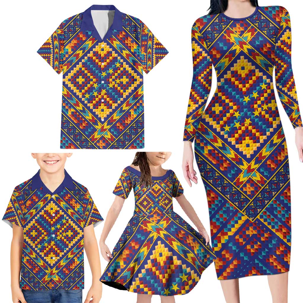 Kolose-Tuvalu Crochet Family Matching Long Sleeve Bodycon Dress and Hawaiian Shirt with Polynesian and Pacific Tattoos LT03 - Polynesian Pride