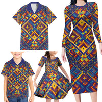 Kolose-Tuvalu Crochet Family Matching Long Sleeve Bodycon Dress and Hawaiian Shirt with Polynesian and Pacific Tattoos LT03 - Polynesian Pride