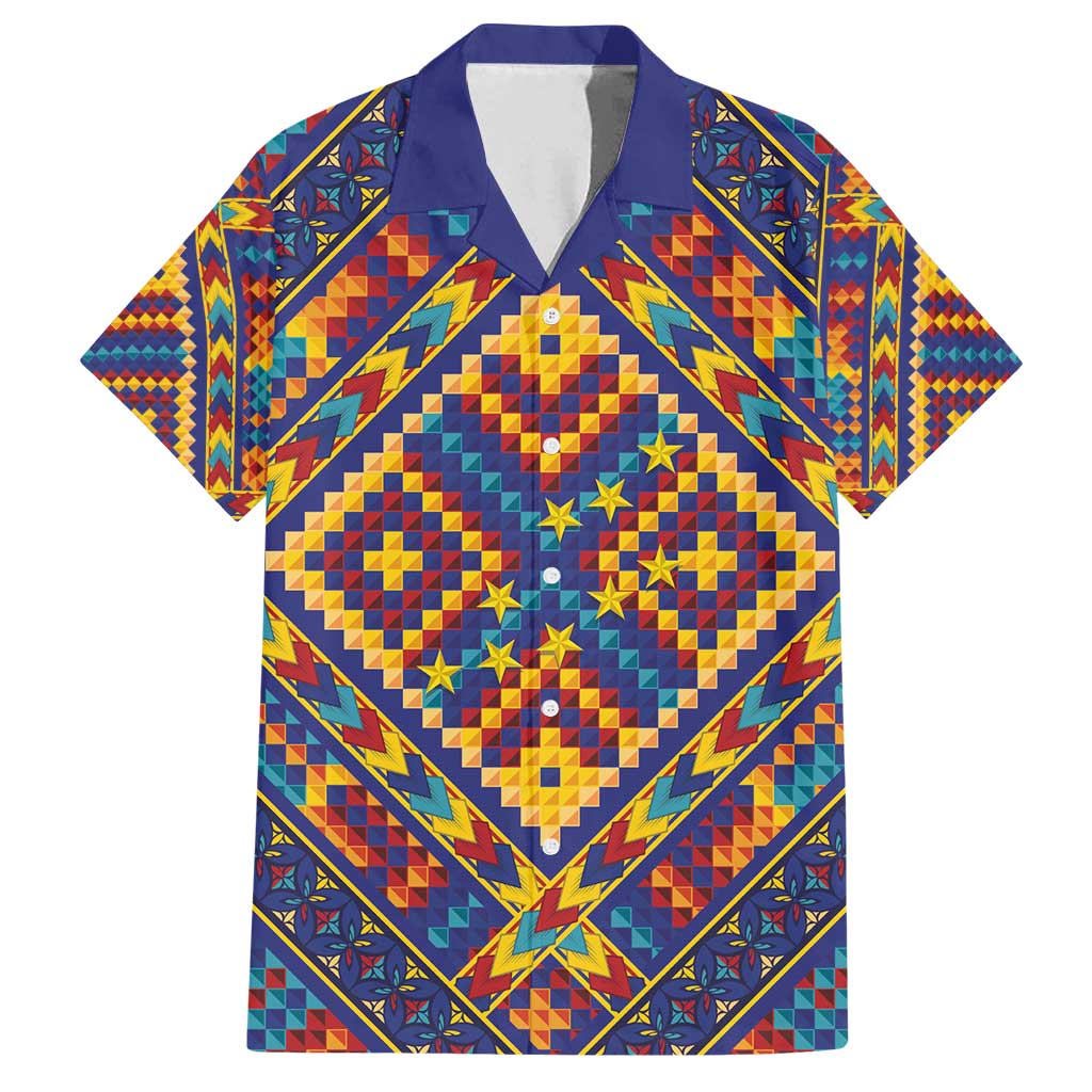 Kolose-Tuvalu Crochet Family Matching Long Sleeve Bodycon Dress and Hawaiian Shirt with Polynesian and Pacific Tattoos LT03 Dad's Shirt - Short Sleeve Navy - Polynesian Pride