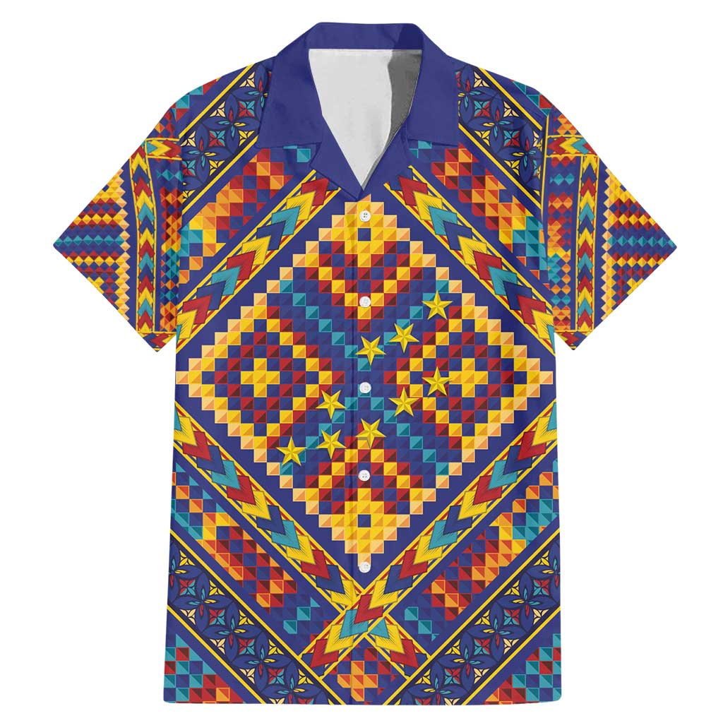 Kolose-Tuvalu Crochet Family Matching Mermaid Dress and Hawaiian Shirt with Polynesian and Pacific Tattoos LT03 Dad's Shirt - Short Sleeve Navy - Polynesian Pride