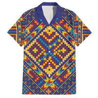 Kolose-Tuvalu Crochet Family Matching Off Shoulder Short Dress and Hawaiian Shirt with Polynesian and Pacific Tattoos LT03 Dad's Shirt - Short Sleeve Navy - Polynesian Pride
