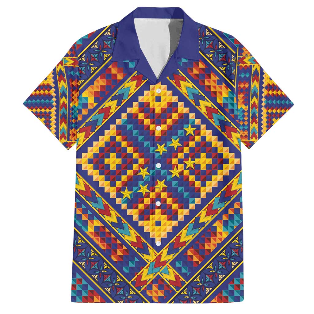 Kolose-Tuvalu Crochet Family Matching Tank Maxi Dress and Hawaiian Shirt with Polynesian and Pacific Tattoos LT03 Dad's Shirt - Short Sleeve Navy - Polynesian Pride