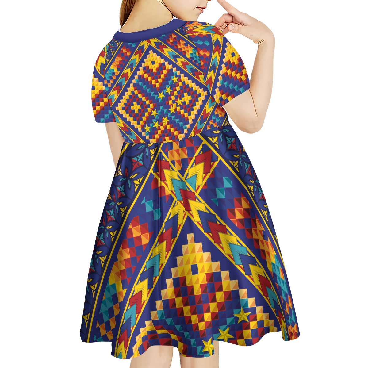 Kolose-Tuvalu Crochet Kid Short Sleeve Dress with Polynesian and Pacific Tattoos - Polynesian Pride