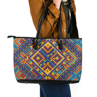 Kolose-Tuvalu Crochet Leather Tote Bag with Polynesian and Pacific Tattoos - Polynesian Pride
