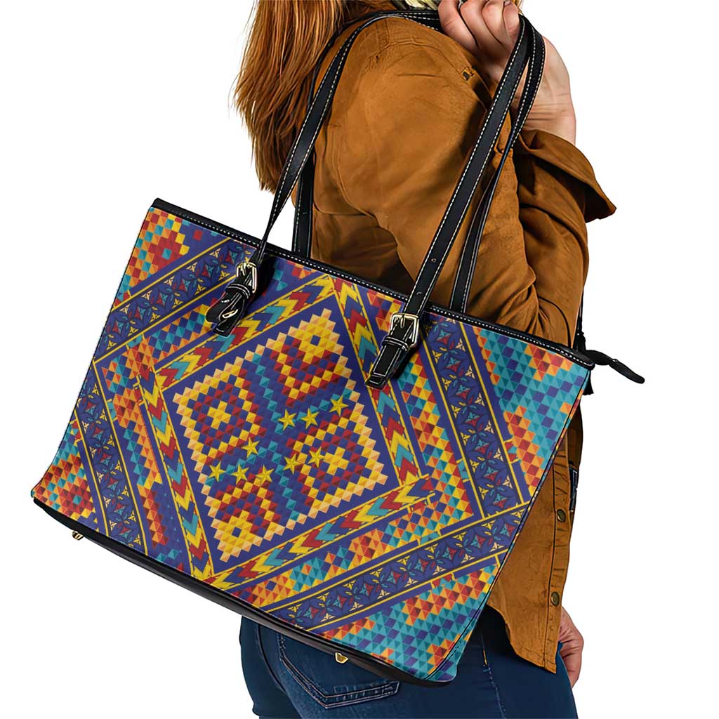 Kolose-Tuvalu Crochet Leather Tote Bag with Polynesian and Pacific Tattoos - Polynesian Pride