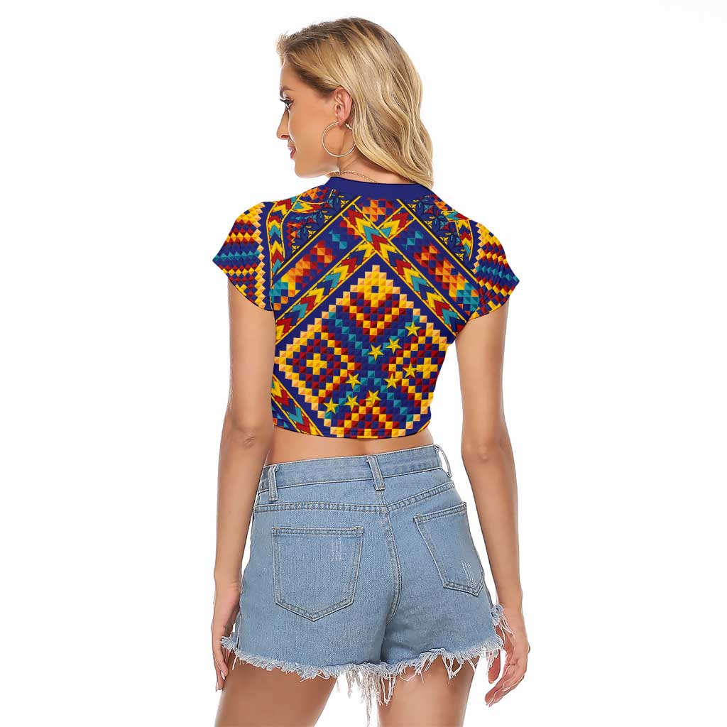 Kolose-Tuvalu Crochet Raglan Cropped T Shirt with Polynesian and Pacific Tattoos - Polynesian Pride
