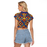 Kolose-Tuvalu Crochet Raglan Cropped T Shirt with Polynesian and Pacific Tattoos - Polynesian Pride