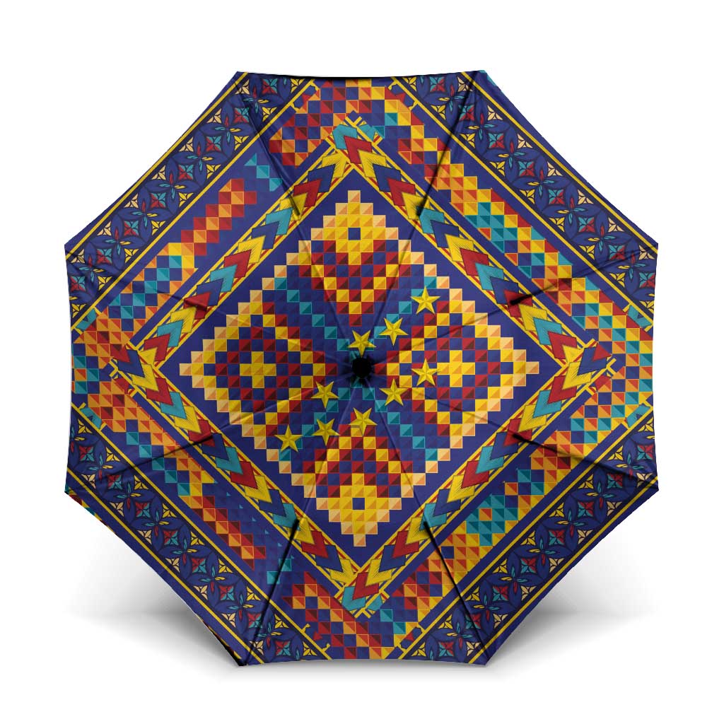 Kolose-Tuvalu Crochet Umbrella with Polynesian and Pacific Tattoos LT03 One Size Folded 11.42 inch Opened Diameter 37.4 inch Navy - Polynesian Pride