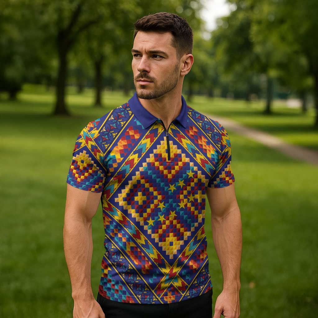 Kolose-Tuvalu Crochet Zipper Polo Shirt with Polynesian and Pacific Tattoos - Polynesian Pride
