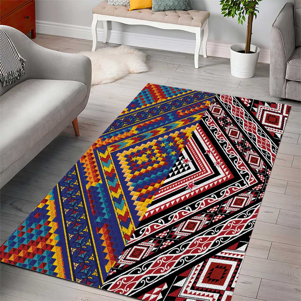 Tuvaluan and New Zealand Culture Area Rug The Art of Kolose and Taniko LT03 - Polynesian Pride