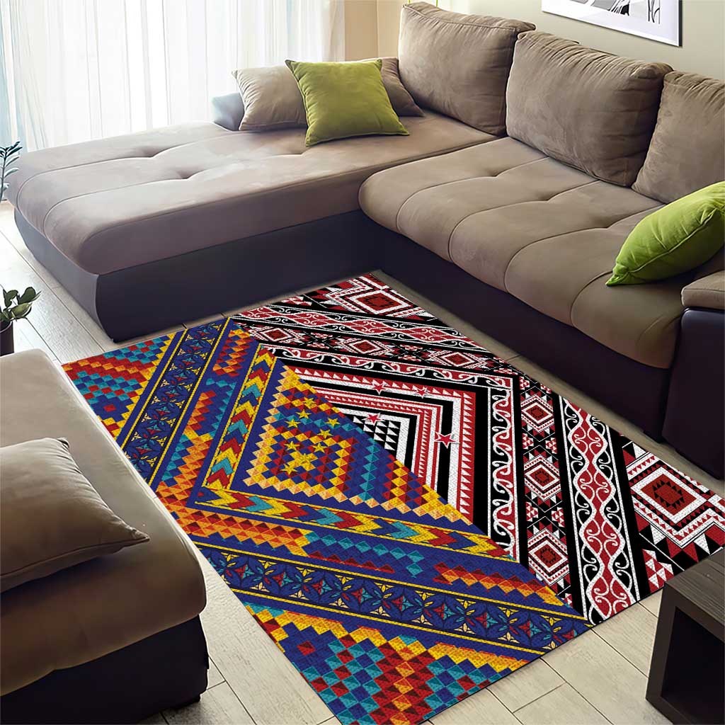 Tuvaluan and New Zealand Culture Area Rug The Art of Kolose and Taniko LT03 - Polynesian Pride