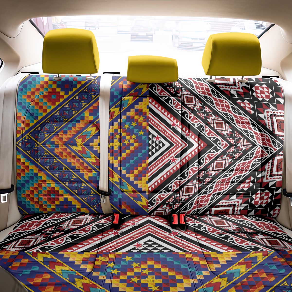 Tuvaluan and New Zealand Culture Back Car Seat Cover The Art of Kolose and Taniko LT03 - Polynesian Pride