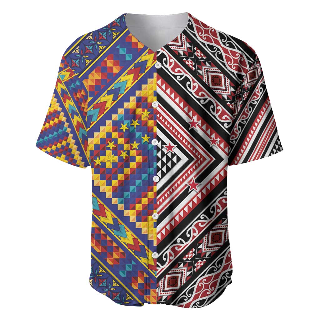 Tuvaluan and New Zealand Culture Baseball Jersey The Art of Kolose and Taniko LT03 Navy - Polynesian Pride