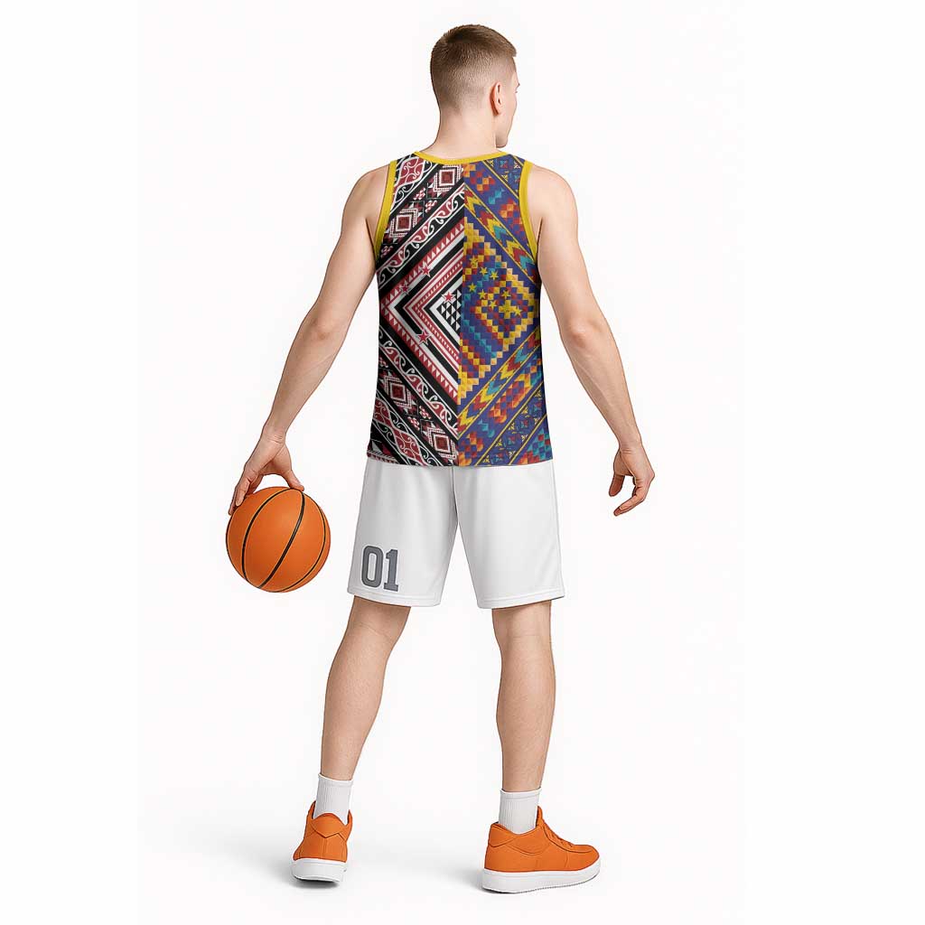 Tuvaluan and New Zealand Culture Basketball Jersey The Art of Kolose and Taniko LT03 - Polynesian Pride