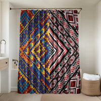 Tuvaluan and New Zealand Culture Bathroom Set The Art of Kolose and Taniko LT03 Shower Curtain Only Navy - Polynesian Pride