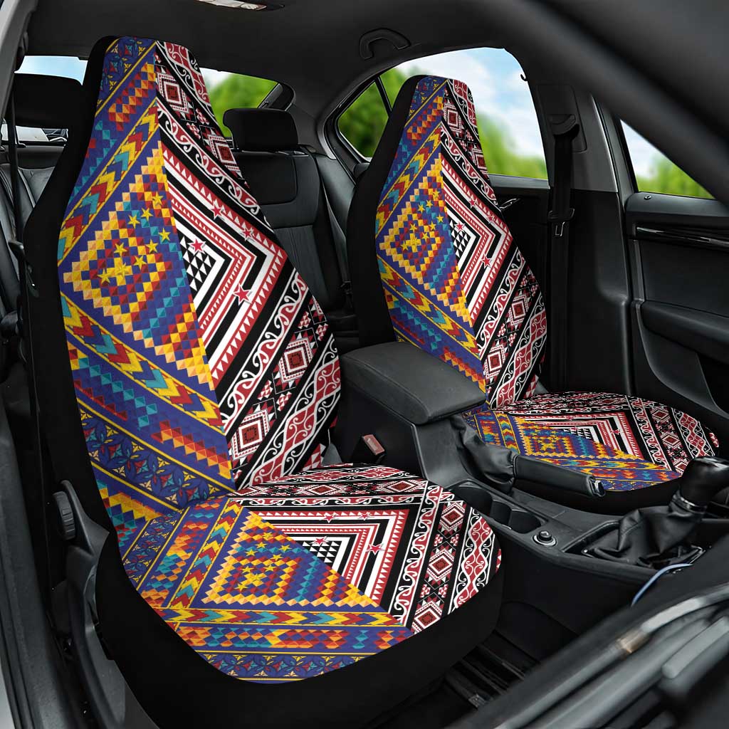 Tuvaluan and New Zealand Culture Car Seat Cover The Art of Kolose and Taniko LT03 One Size Navy - Polynesian Pride