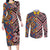 Tuvaluan and New Zealand Culture Couples Matching Long Sleeve Bodycon Dress and Long Sleeve Button Shirt The Art of Kolose and Taniko - Polynesian Pride