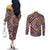 Tuvaluan and New Zealand Culture Couples Matching Off The Shoulder Long Sleeve Dress and Long Sleeve Button Shirt The Art of Kolose and Taniko - Polynesian Pride