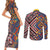 Tuvaluan and New Zealand Culture Couples Matching Short Sleeve Bodycon Dress and Long Sleeve Button Shirt The Art of Kolose and Taniko - Polynesian Pride