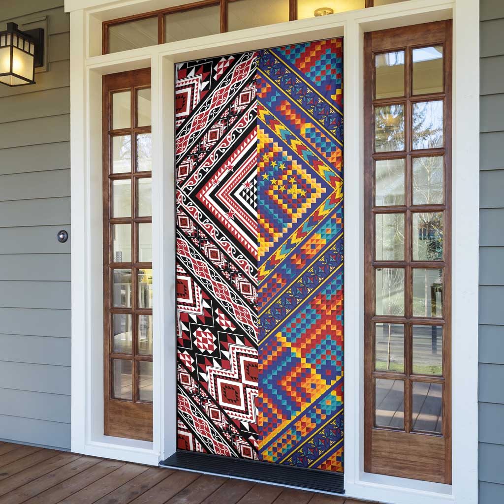 Tuvaluan and New Zealand Culture Door Cover The Art of Kolose and Taniko LT03 - Polynesian Pride