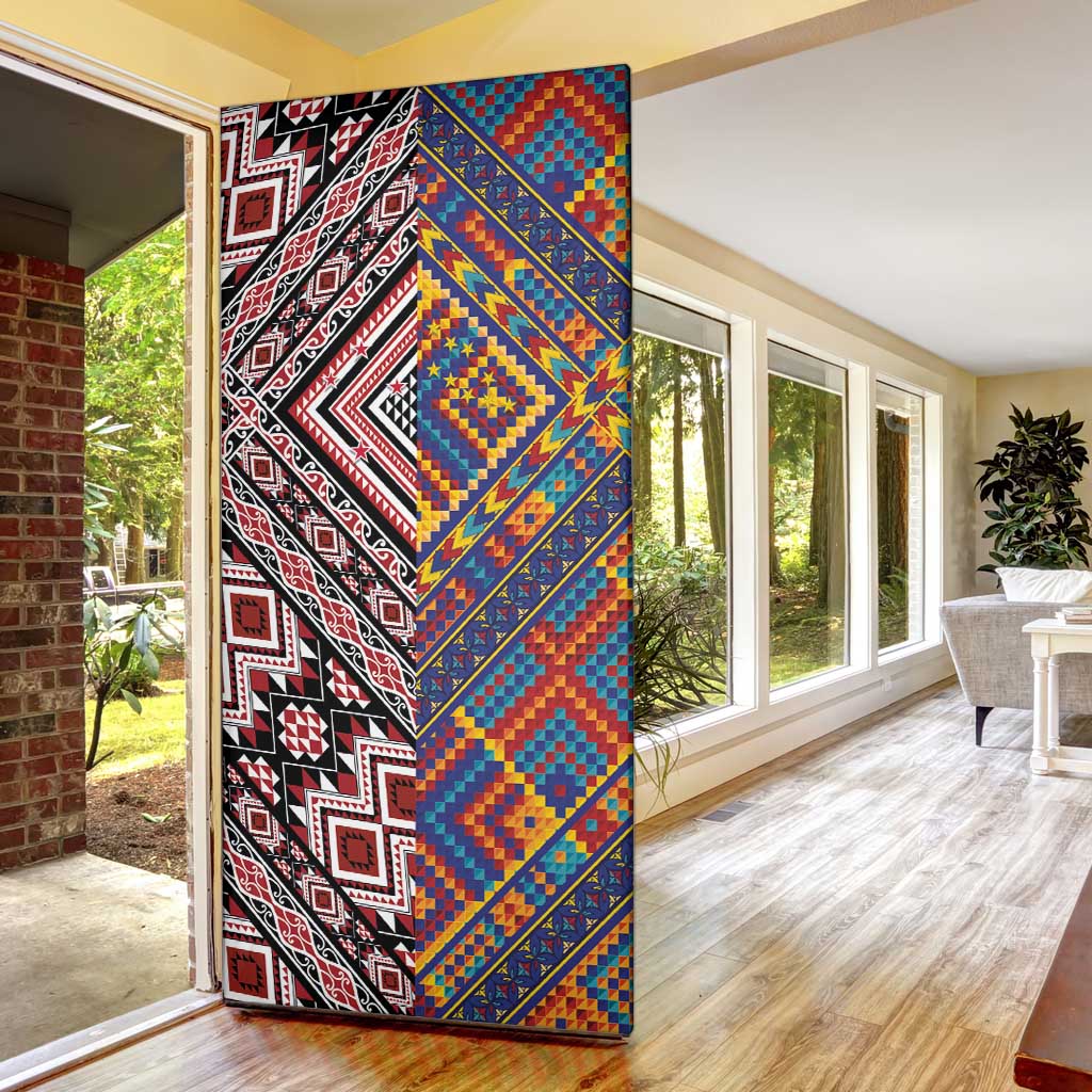 Tuvaluan and New Zealand Culture Door Cover The Art of Kolose and Taniko LT03 - Polynesian Pride