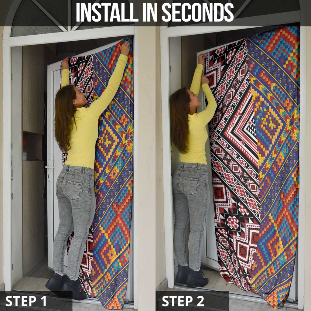 Tuvaluan and New Zealand Culture Door Cover The Art of Kolose and Taniko LT03 - Polynesian Pride