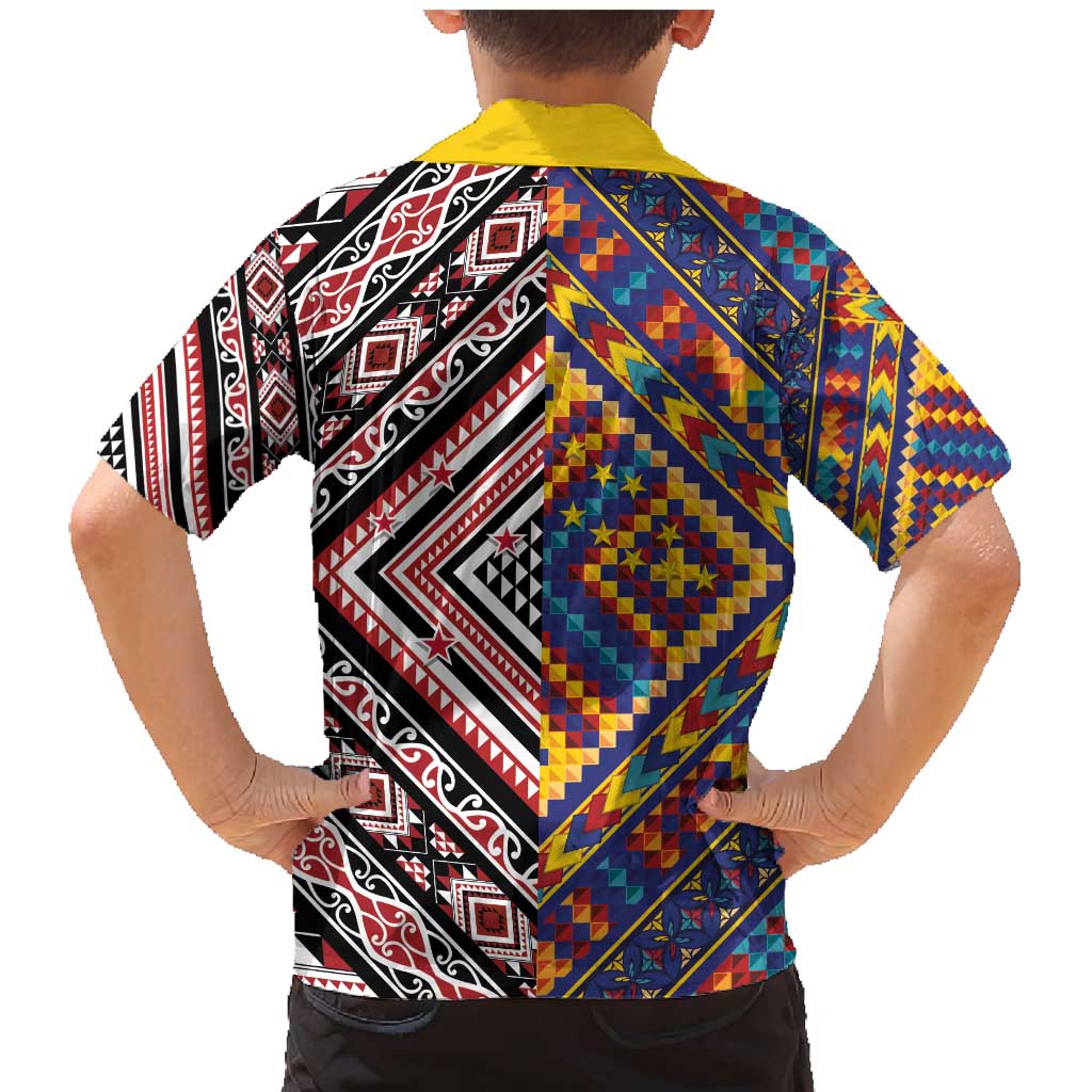 Tuvaluan and New Zealand Culture Family Matching Mermaid Dress and Hawaiian Shirt The Art of Kolose and Taniko LT03 - Polynesian Pride
