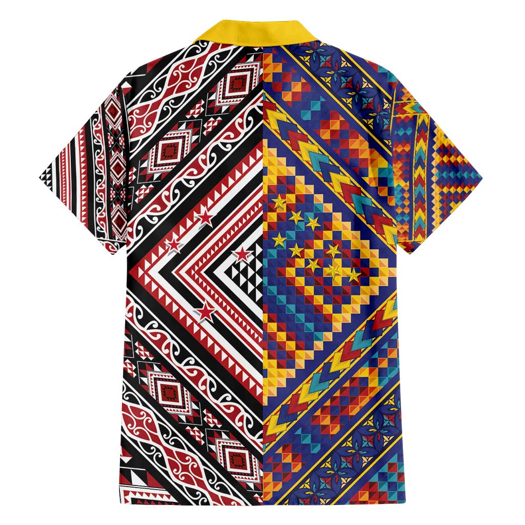 Tuvaluan and New Zealand Culture Family Matching Off Shoulder Maxi Dress and Hawaiian Shirt The Art of Kolose and Taniko LT03 - Polynesian Pride