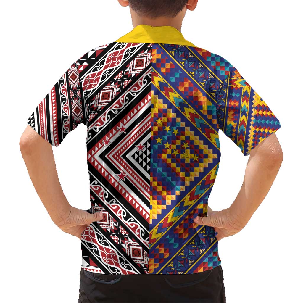 Tuvaluan and New Zealand Culture Family Matching Puletasi and Hawaiian Shirt The Art of Kolose and Taniko LT03 - Polynesian Pride