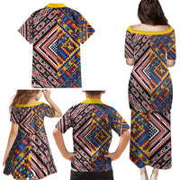 Tuvaluan and New Zealand Culture Family Matching Puletasi and Hawaiian Shirt The Art of Kolose and Taniko LT03 - Polynesian Pride