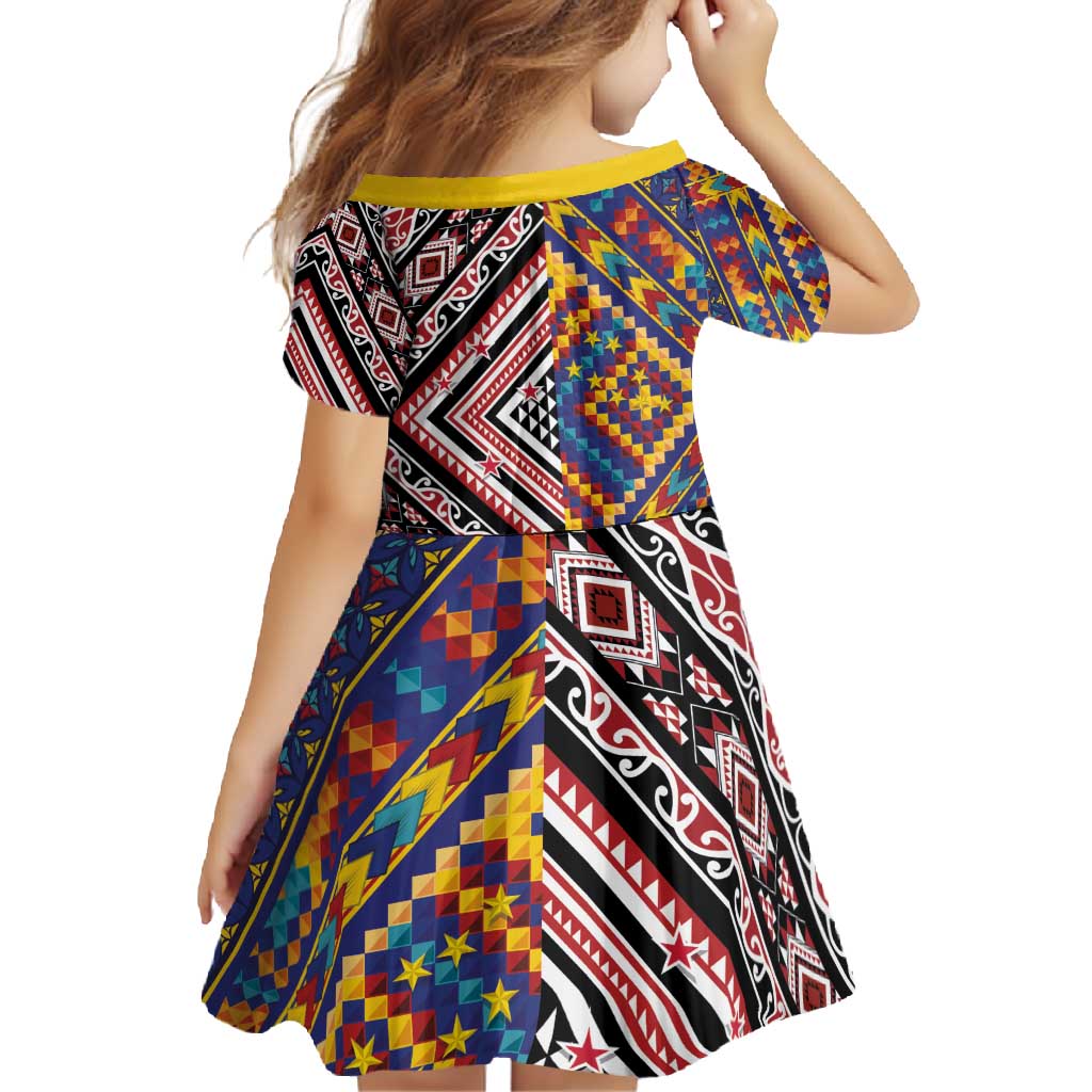 Tuvaluan and New Zealand Culture Family Matching Tank Maxi Dress and Hawaiian Shirt The Art of Kolose and Taniko LT03 - Polynesian Pride