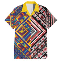 Tuvaluan and New Zealand Culture Family Matching Tank Maxi Dress and Hawaiian Shirt The Art of Kolose and Taniko LT03 Dad's Shirt - Short Sleeve Navy - Polynesian Pride