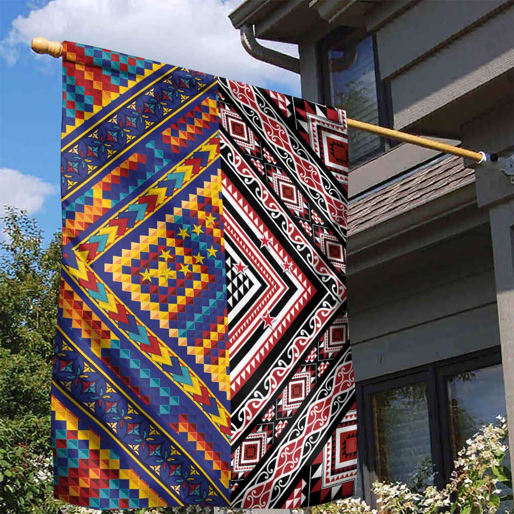 Tuvaluan and New Zealand Culture Garden Flag The Art of Kolose and Taniko LT03 - Polynesian Pride