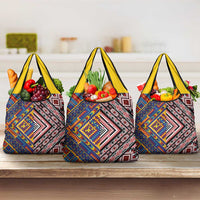 Tuvaluan and New Zealand Culture Grocery Bag The Art of Kolose and Taniko LT03 3-pack One Size Navy - Polynesian Pride