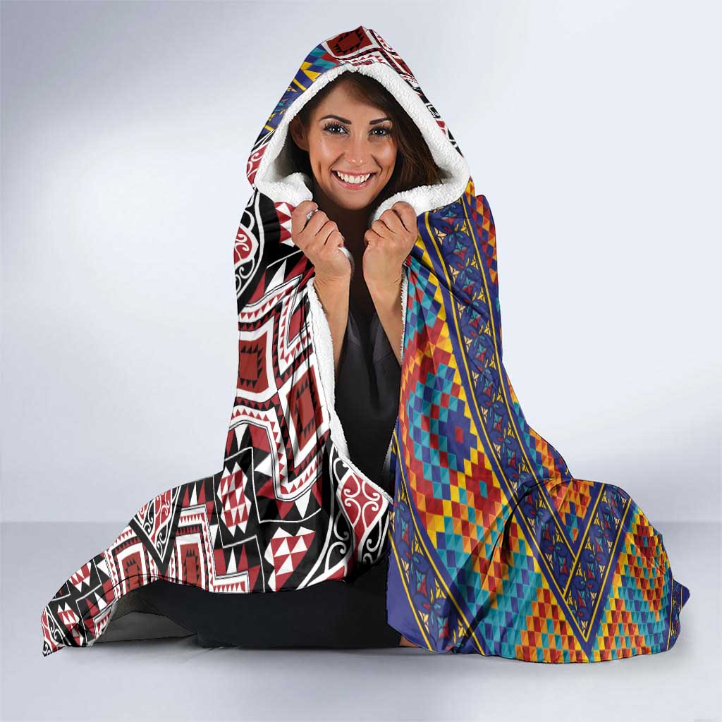 Tuvaluan and New Zealand Culture Hooded Blanket The Art of Kolose and Taniko LT03 - Polynesian Pride