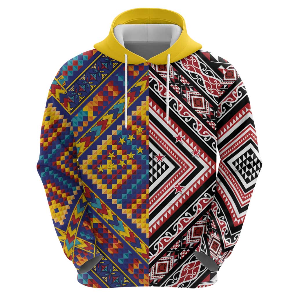 Tuvaluan and New Zealand Culture Hoodie The Art of Kolose and Taniko LT03 - Polynesian Pride